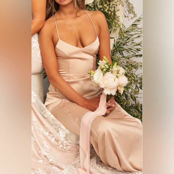 Godshaw Goddess Gown size SP in Champagne Luxe Satin by Show Me Your MuMu - Picture 4 of 4